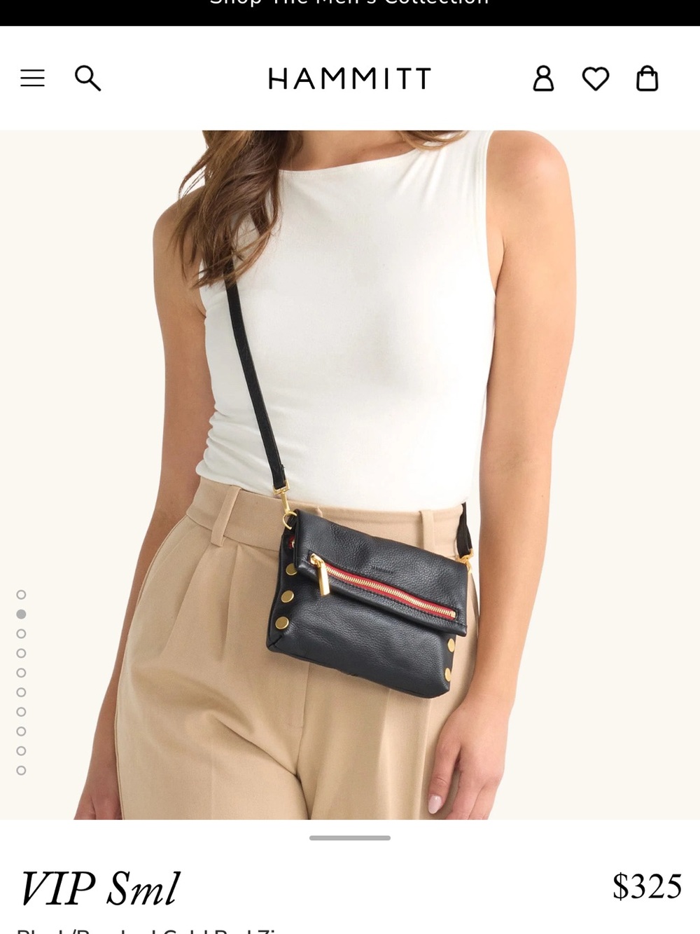 Hammitt VIP Small Crossbody Bag in Taupe with Red Trim